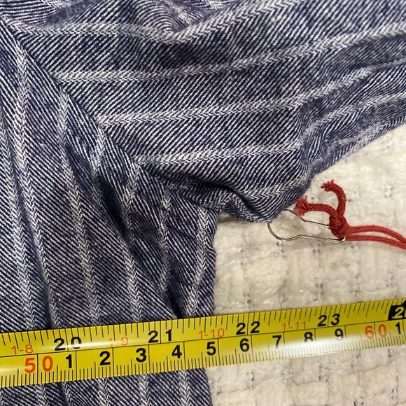 Purnell Santa Barbara Navy Striped Button-Down Cotton Shirt Size Large - Picture 7 of 9